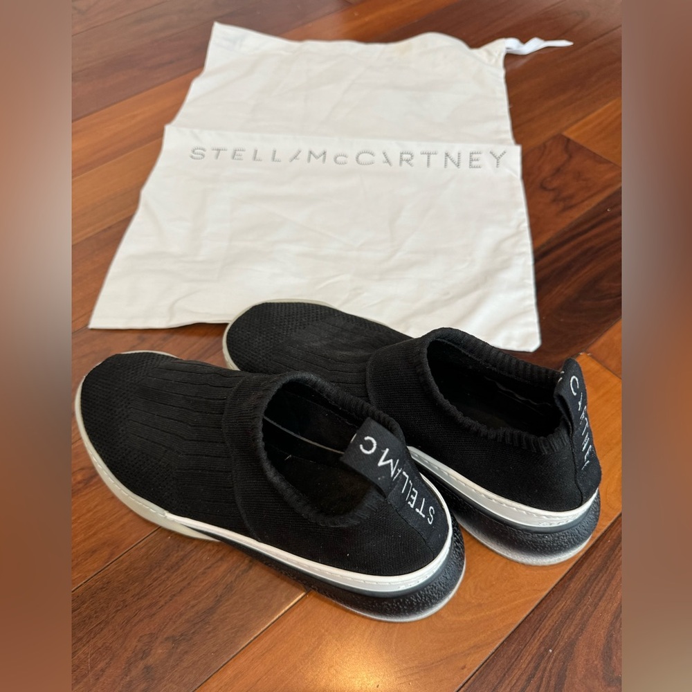 Stella McCartney Black and White Loop Low Sock Sneakers